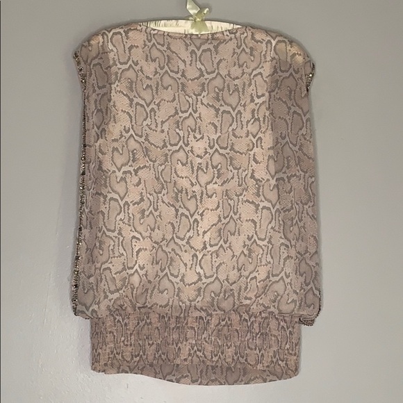 Cache Pink Beaded Snake Print Sleeveless Blouse Small - Picture 5 of 12